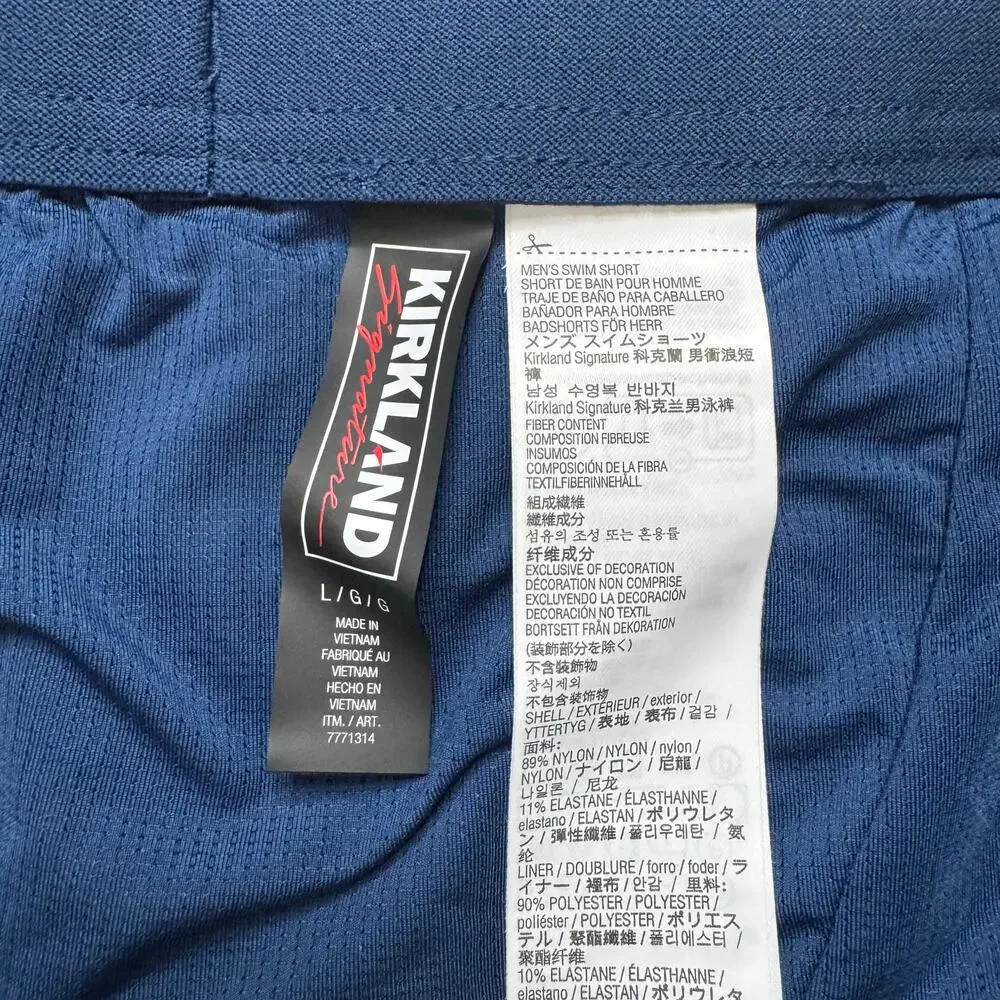 KIRKLAND SIGNATURE Mens Swim Shorts in Navy Blue Floral Size Large Lined Pockets